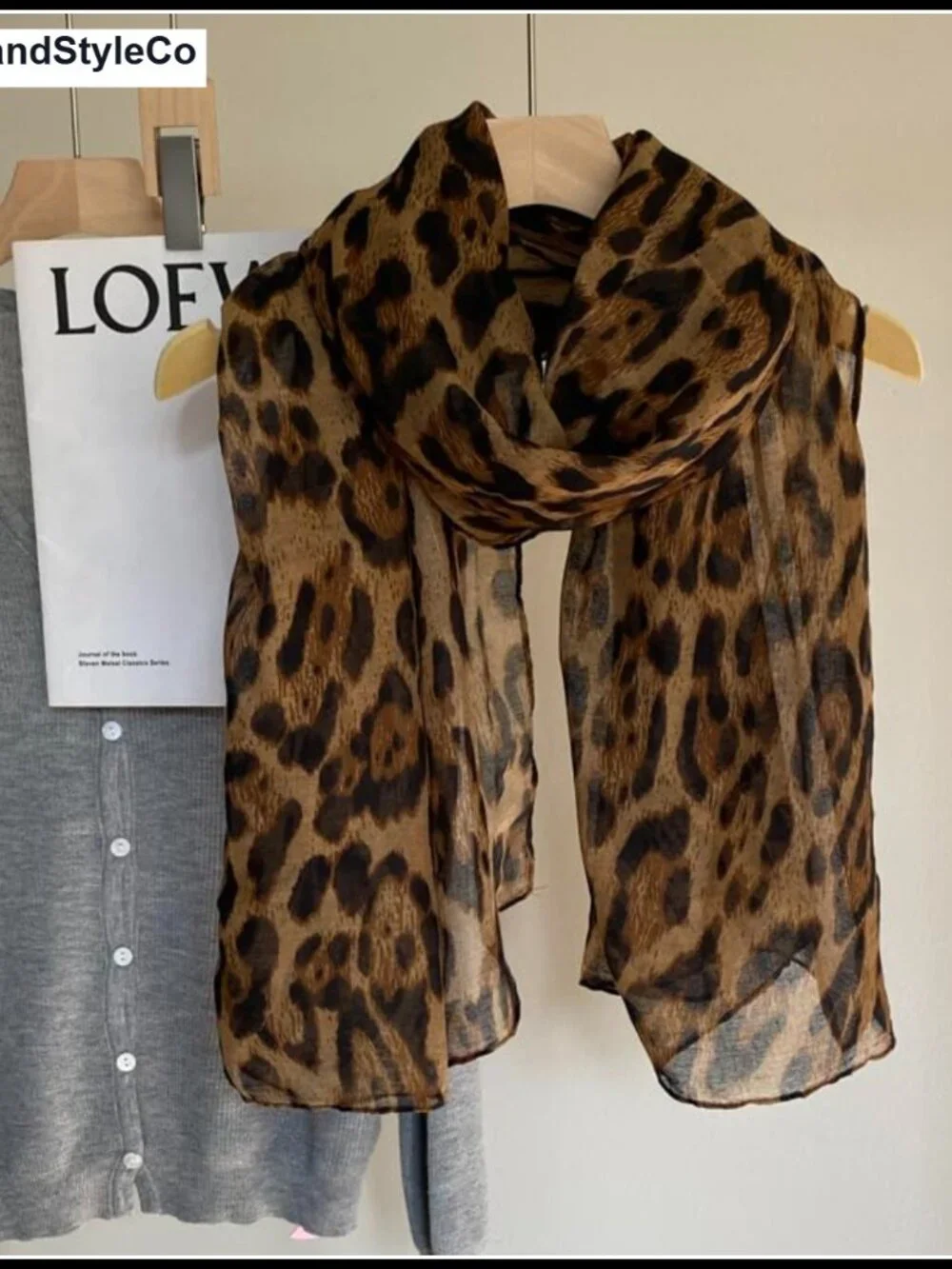 Leopard Print Sheer Scarf Lightweight Wrap Shawl